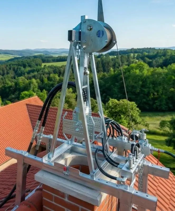 Detail frézovacej hydro-hlavy s aktívnymi retiazkami